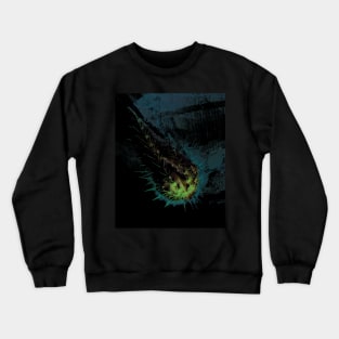 Digital collage and special processing. Fist full of spikes. Horror, bizarre. Desaturated, blue and green. Dim. Crewneck Sweatshirt